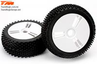 Tires - 1/8 Buggy - mounted - white wheels - 17mm hex - Soft (2 pcs)