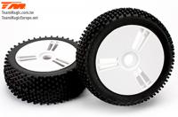 Tires - 1/8 Buggy - mounted - white wheels - 17mm hex - Medium (2 pcs)