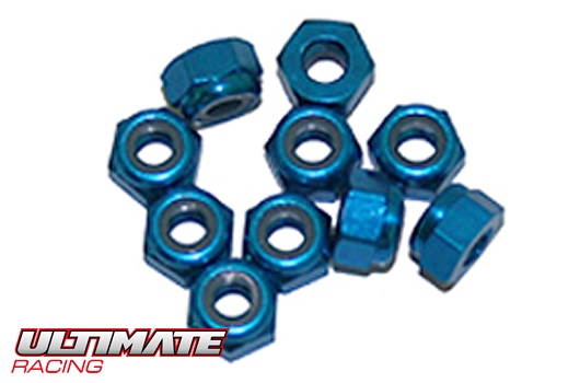 Ultimate Racing - UR1502-A - Nuts - M3 nyloc - Aluminum - Blue (10 pcs)