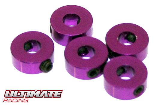 Ultimate Racing - UR1863 - Bagues d'arrêt - Aluminium - 4mm - Purple (5 pces)