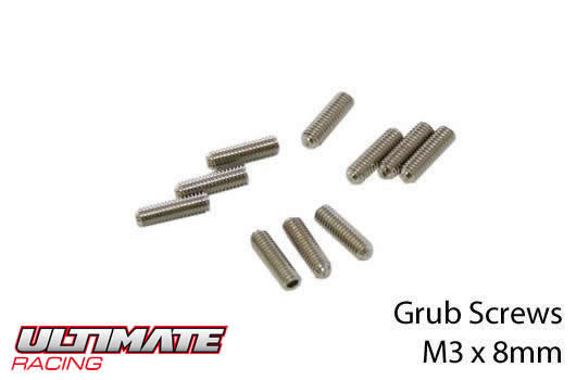 Ultimate Racing - UR164308 - Grub Screws - M3 x  8mm (10 pcs)