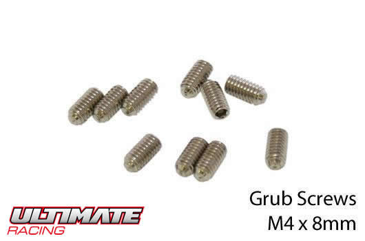 Ultimate Racing - UR164408 - Grub Screws - M4 x  8mm (10 pcs)