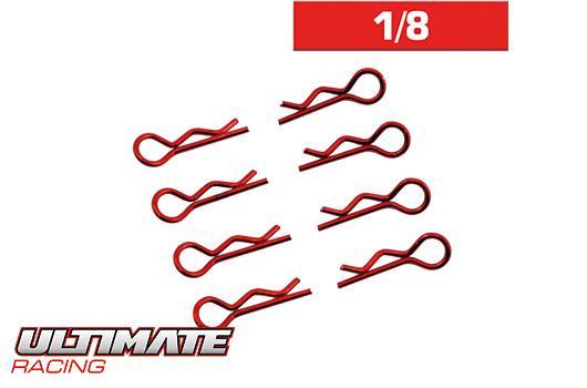 Ultimate Racing - UR6412-R - BODY CLIPS 1/8 L&R RED  (8 pcs.)