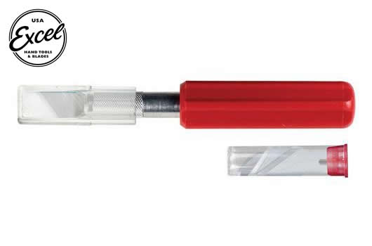Excel Tools - EXL19005 - Werkzeug - Messer - K5 - Heavy Duty - Roter Kunststoffgriff - mit Schutzkappe und 5 verschiedenen Klingen