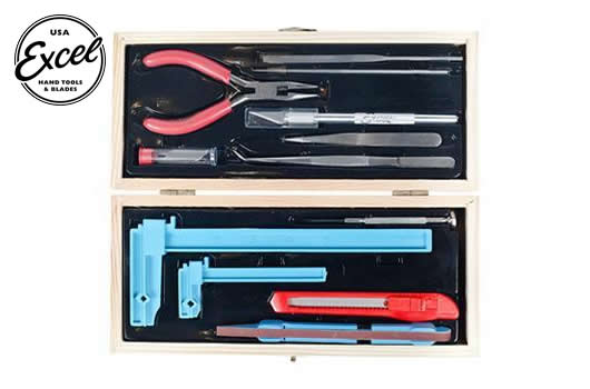 Excel Tools - EXL44287 - Werkzeug - Deluxe Flugzeug Werkzeugsatz - Holzkiste