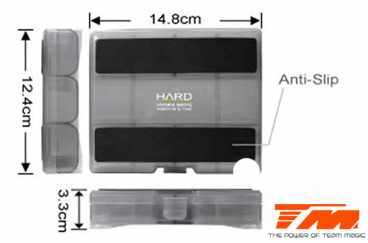 Plastic Box - HARD - Standing tool Box for car - Adjustable Compartments - 14.8 x 12.4 x 3.3cm