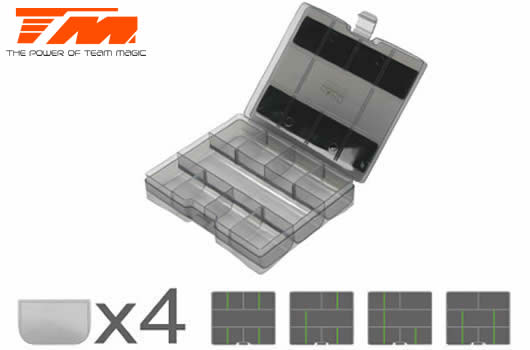 Plastic Box - HARD - Standing tool Box for car - Adjustable Compartments - 14.8 x 12.4 x 3.3cm