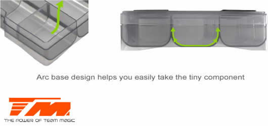 Plastic Box - HARD - Standing tool Box for car - Adjustable Compartments - 14.8 x 12.4 x 3.3cm
