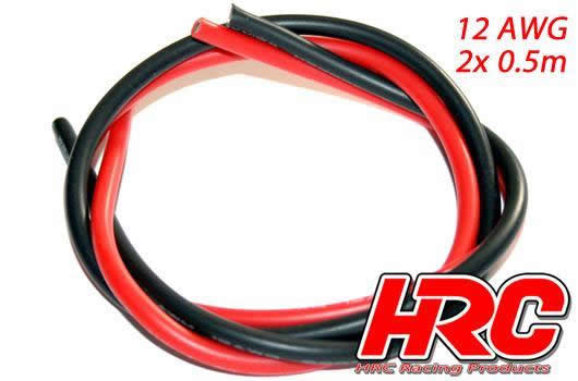 HRC Racing - HRC9521 - Cable - 12 AWG / 3.3mm2 - Silver (680 x 0.08) - Red and Black (0.5m each)