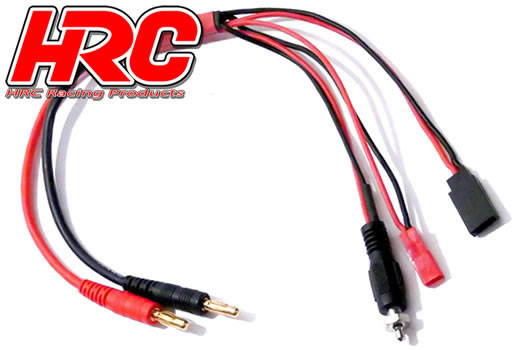 HRC Racing - HRC9121 - Cavo di carico - 4mm Bullet a Connetore Batteria JST / Receiver BEC / Glow- 300 mm Gold