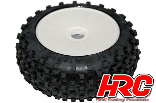HRC Racing - HRC60811 - Tires - 1/8 Buggy - mounted - White Wheels - 17mm Hex - Star Pin soft (2 pcs)