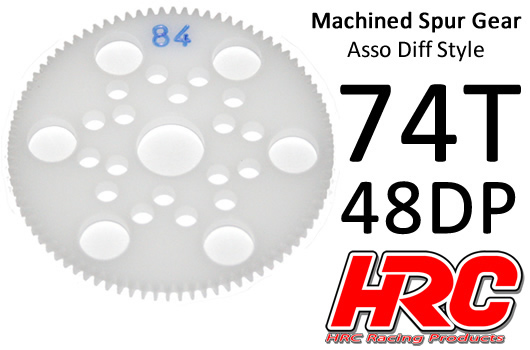 HRC Racing - HRC74874A - Spur Gear - 48DP - Low Friction Machined Delrin - Diff Style -  74T