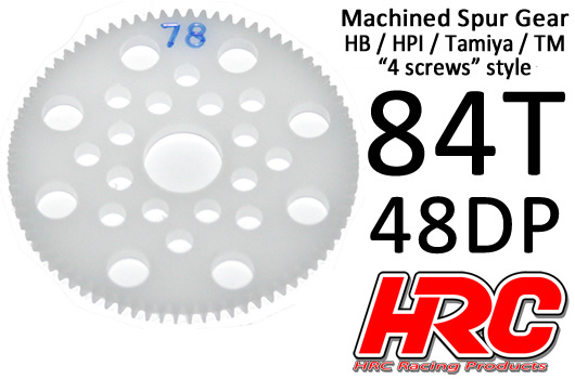 HRC Racing - HRC74884P - Spur Gear - 48DP - Low Friction Machined Delrin - HPI/HB/Tamiya Style -  84T