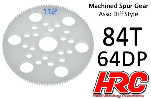 HRC Racing - HRC76484A - Spur Gear - 64DP - Low Friction Machined Delrin - Diff Style - 84T