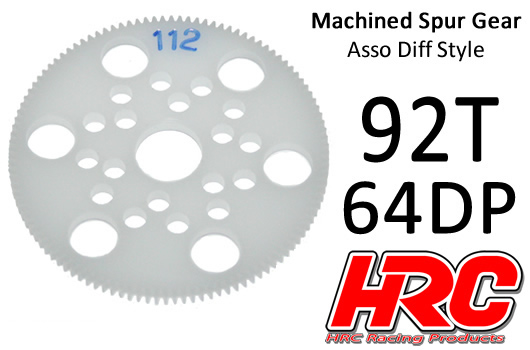 HRC Racing - HRC76492A - Corona - 64DP - Low Friction Machined Delrin - Diff Style - 92T