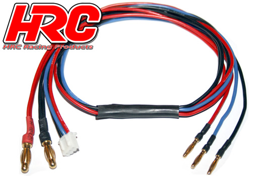 HRC Racing - HRC9156 - Charger Lead - 4mm Bullet to 2mm & JST Balancer Plug for Hardcase battery - Gold