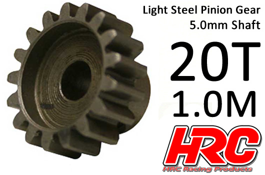 HRC Racing - HRC71020 - Pignon - 1.0M / axe 5mm - Acier - Léger - 20D