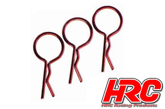 HRC Racing - HRC2072RE - Clips Carrozzeria - 1/10 - Corti - larga testa - Rosso (10 pzi)