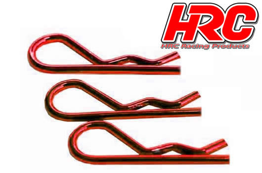 HRC Racing - HRC2073RE - Clips de carrosserie - 1/8 - courts - petite boucle - Rouge (10 pces)