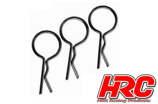 HRC Racing - HRC2072BK - Clips de carrosserie - 1/10 - courts - large boucle - Noir (10 pces)