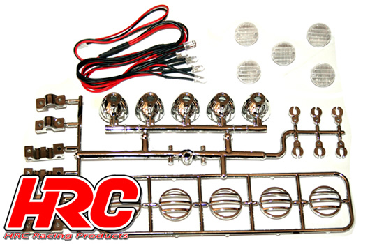 Light Kit - 1/10 or Monster Truck - LED - JR Plug - Roof or bumper Light Bar (chrome mounts included)