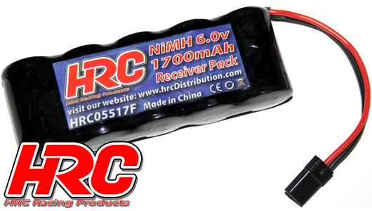 HRC Racing - HRC05517F - Akku - 5 Zellen - Empfänger Akku - NiMH - 6V 1700mAh - flach - UNI Stecker 85x30x18mm