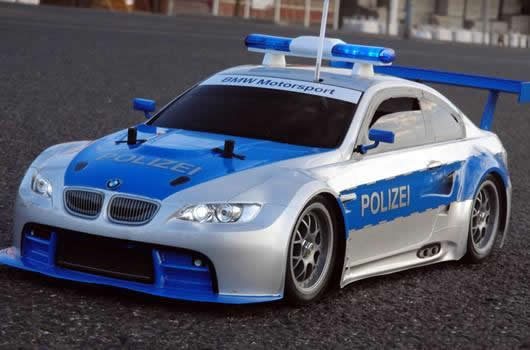 Set d'éclairage - 1/10 TC/Drift - LED - Prise JR - Barre de toit Police V1 - 6 modes de clignotement (Bleu / Bleu) 105x30x26mm