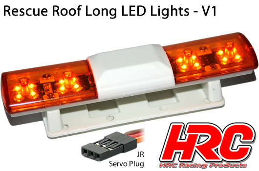 HRC Racing - HRC8731O - Set di illuminazione - 1/10 TC/Drift - LED - JR Connetore - Barra di tetto Soccorso V1 - 6 mode di lampeggiamento (Arancioni / Arancioni) 105x30x26mm