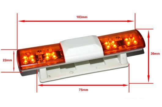 Set d'éclairage - 1/10 TC/Drift - LED - Prise JR - Barre de toit Secours V1 - 6 modes de clignotement (Orange / Orange) 105x30x26mm
