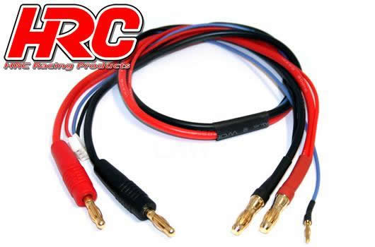 HRC Racing - HRC9159 - Charger Lead - 4mm Bullet to 5mm & JST Balancer Plug for Hardcase battery - 50cm Gold