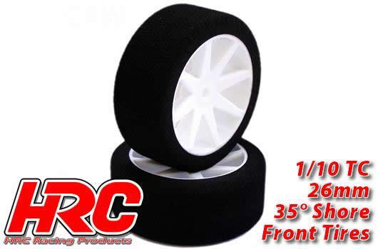 HRC Racing - HRC61083 - Tires - 1/10 Touring - mounted - 12mm Hex - 26mm - 35° shore foam tire (2 pcs)