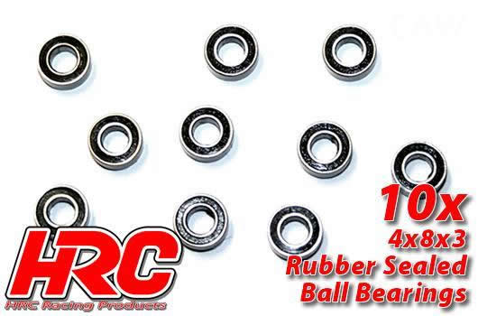 HRC Racing - HRC1208RS - Ball Bearings - metric - 4x8x3mm Rubber sealed (10 pcs)