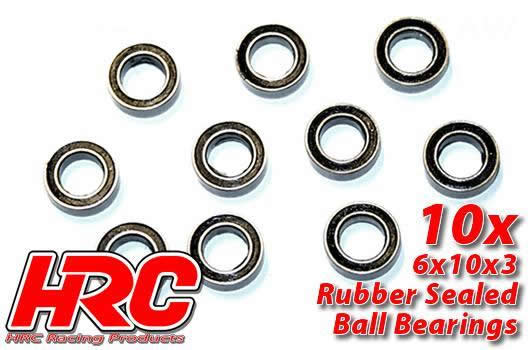 HRC Racing - HRC1236RS - Ball Bearings - metric - 6x10x3mm Rubber sealed (10 pcs)