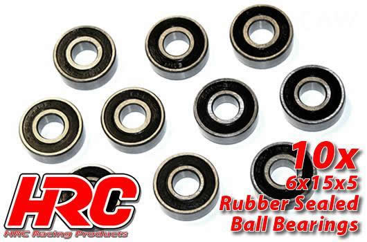HRC Racing - HRC1260RS - Ball Bearings - metric - 6x15x5mm Rubber sealed (10 pcs)