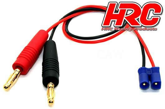 HRC Racing - HRC9107 - Charger Lead - 4mm Bullet to EC2 Battery Plug - 300mm - Gold