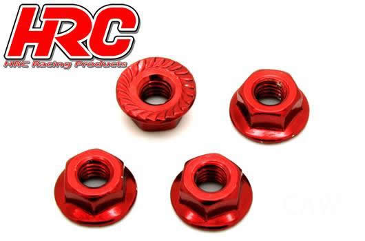 HRC Racing - HRC1052RE - Dadi Ruota - M4 autobloccante Flangiati - Steel - Rosso (4 pzi)