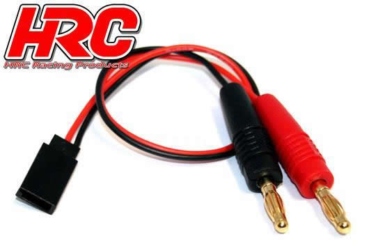 HRC Racing - HRC9118 - Charger Lead - 4mm Bullet to Receiver Battery JR Universal Plug - 300mm - Gold