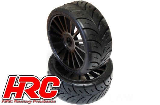 HRC Racing - HRC60801BK - Reifen - 1/8 Buggy - montiert - Schwarze Felgen - 17mm Hex - Rally Game SPORT Radials (2 Stk.)