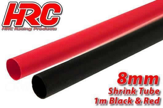 HRC Racing - HRC5112G - Guaina termoretraibile -  8mm - Rosso and Nero (1m ogni)