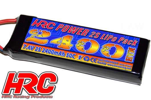 Batteria - LiPo 2S - 7.4V 2400mAh 50C No Case RC Car Micro - Ultra T Connettore 97x35x20mm