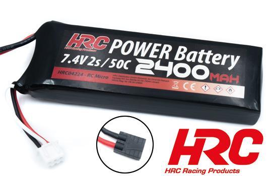 HRC Racing - HRC04224T - Battery - LiPo 2S - 7.4V 2400mAh 50C No Case RC Car Micro - TRX 102x35x20mm