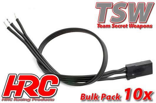 HRC Racing - HRC9216B - Câble de servo - JR -  30cm Long - All-Black (Noir/Noir/Noir) - BULK 10 pces- 22AWG