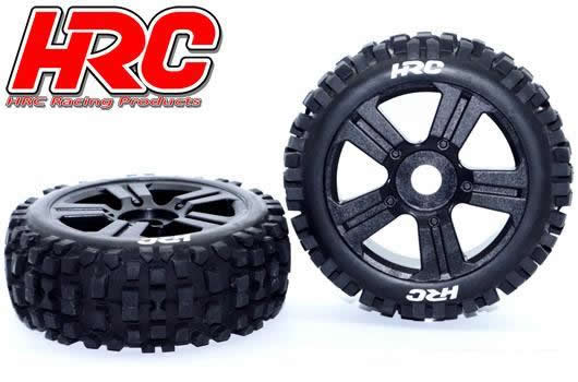 HRC Racing - HRC60816BK - Gomme - 1/8 Buggy - montato - Cerchi Neri - 17mm Hex - BullDog (2 pzi)