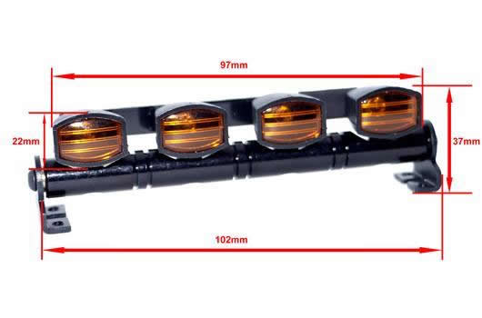 Set di illuminazione - 1/10 or Monster Truck - LED - JR Connetore - Barra di tetto - tipo A Giallo