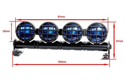 Set di illuminazione - 1/10 or Monster Truck - LED - JR Connetore - Barra di tetto - tipo B Blu