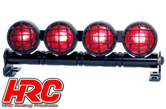 HRC Racing - HRC8724BR - Lichtset - 1/10 oder Monster Truck - LED - JR Stecker - Dachleuchten Stange - Typ B Rot