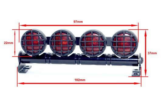 Set d'éclairage - 1/10 ou Monster Truck - LED - Prise JR - Barre de toit - Type B Rouge