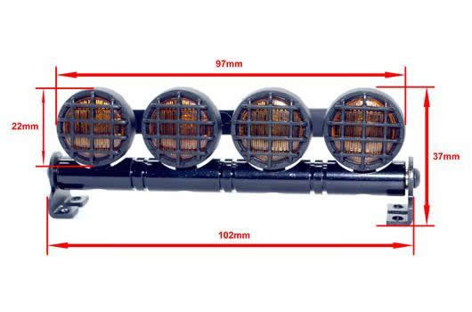 Set di illuminazione - 1/10 or Monster Truck - LED - JR Connetore - Barra di tetto - tipo B Giallo
