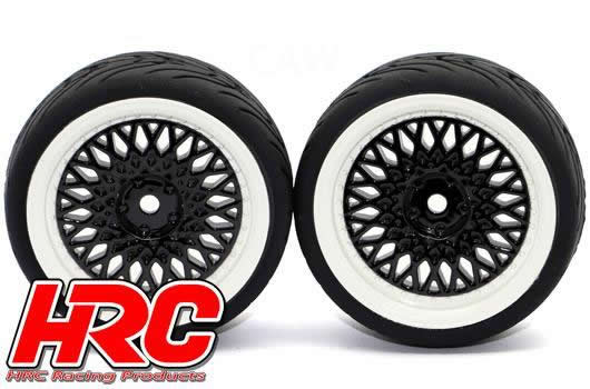Gomme - 1/10 Touring - montato - Cerchi Neri/Bianchi - 12mm Hex - HRC Street-V II (2 pzi)