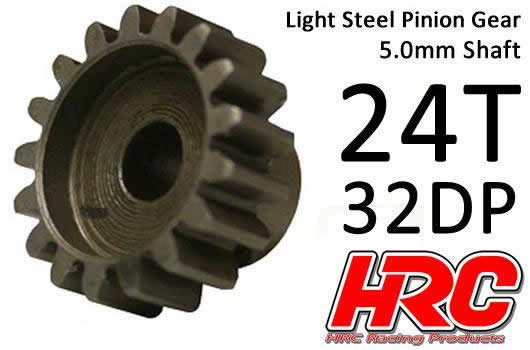 HRC Racing - HRC73224 - Pinion Gear - 32DP / 0,8M / 5mm Shaft - Steel - Light - 24T